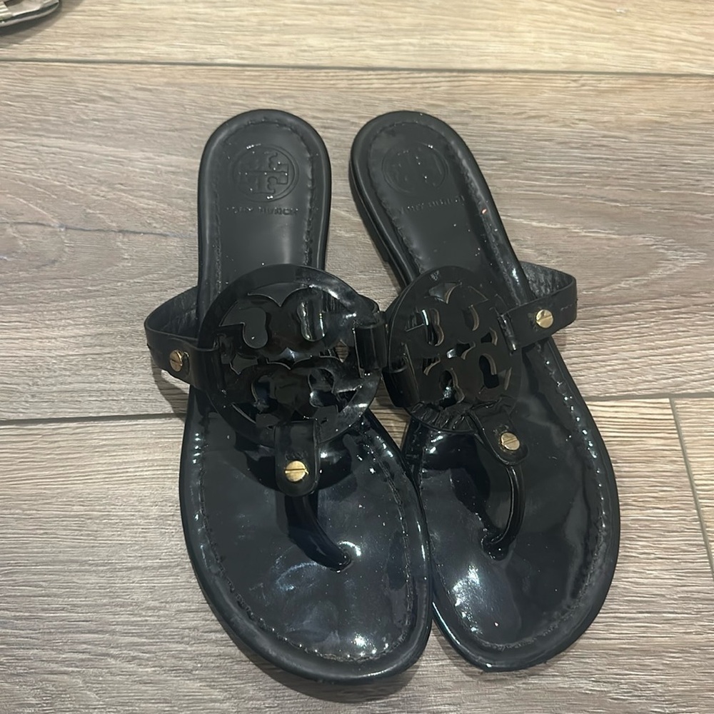 Black Patent Tory Birch Miller Sandal